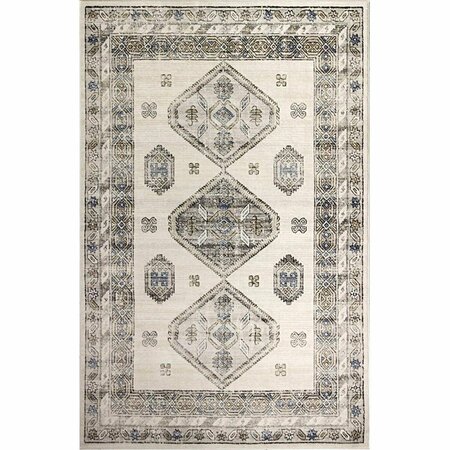 BASHIAN 8 ft. 6 in. x 11 ft. 6 in. Sierra Collection Transitional Polpropylene Power Loom Area Rug, Ivory S231-IV-9X12-SE1003